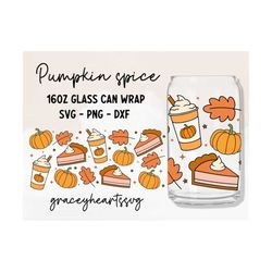 fall glass can wrap svg, 16oz beer can glass svg, pumpkin libbey can wrap, pumpkin spice svg, fall svg, autumn svg, pump