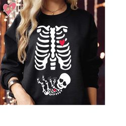 sweatshirt (1706) skeleton baby x-ray rib cage halloween maternity pregnancy sweater baby skeleton ribs funny halloween