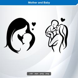 mother and baby svg digital vector