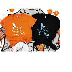 good and bad witch halloween matching shirts, halloween witch, witch's hat, gift for halloween, comfort colors, hallowee
