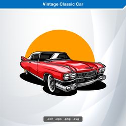vintage classic car svg digital vector