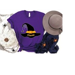 custom witch hat halloween theme shirt, halloween short sleeve shirt, halloween vibes, spooky season, halloween gifts, h