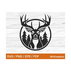 deer head svg, deer svg, deer hunting svg, outdoors svg, deer hunting clipart, deer head cut file, hunting svg, instant