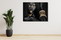 african woman canvas print wall art,gold african woman art,african american art,african gold home decor,trendy wall deco