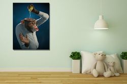 brainless monkey canvas,animal canvas,funny monkey art,fun monkey canvas,monkey artwork,cool monkey wall art,monkey prin