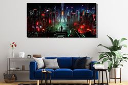 cyberpunk city canvas postergame poster giftcyberpunk postercyberpunk city canvas poster