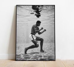 muhammad ali vintage photo training underwater 1961 poster, no framed, gift