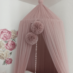 dusty pink canopy, bed baldachin, nursery crib canopy, tulle princess tent, kids canopy, blush pink canopy, canopy bed
