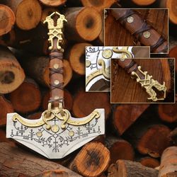 god of war hammer, thor hammer mjolnir metal, thor cosplay, fantasy weapon from viking game