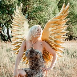 angel wings, gold angel wings, cosplay wings, sparklingwings, adult accessory for divine, fairy, goddess & queen costume