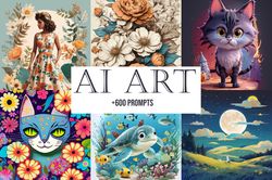 Boost Your AI Projects with 600 Advanced Prompts-Unleash Creativity! T-shirt Designs Prompts ai Art midjourney prompt,