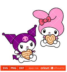 concha kuromi my melody bundle svg-sanrio svg-hello kitty svg-kawaii svg-cricut silhouette vector cut file