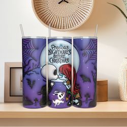 nightmare before christmas tumbler wrap, jack skellington, jack and sally cute, halloween, skinny tumbler design