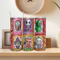 nightmare characters tumblers, jack sally, nightmare before christmas halloween cartoon, 3d inflated halloween horror