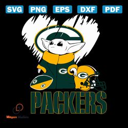 baby yoda love green bay packers svg, sport svg, baby yoda svg, star wars svg, green bay packers svg, green bay packers