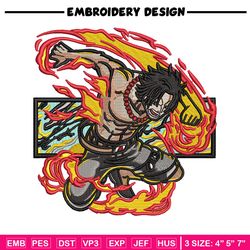ace flame embroidery design, one piece embroidery, anime design, embroidery shirt, embroidery file, digital download
