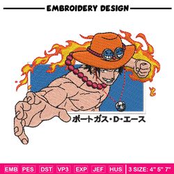 ace punch embroidery design, one piece embroidery, anime design, embroidery shirt, embroidery file, digital download