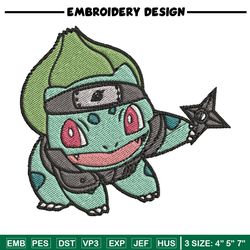 bulbasaur ninja embroidery design, pokemon embroidery, anime design, embroidery file, digital download, embroidery shirt