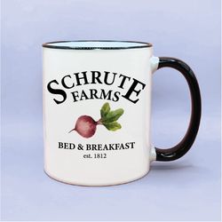 schrute farms bed and breakfast coffee mug, the office tv show inspired gift, the office fan gift, michael scott paper c