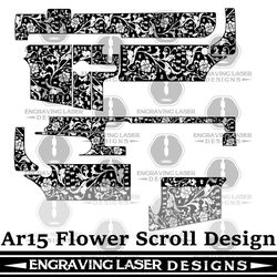 engraving laser designs ar15 flower scroll design