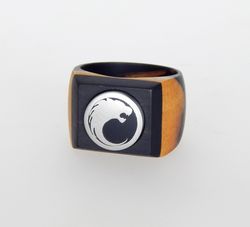 wooden signet ring. "leviathan"