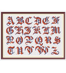 alphabet - cross stitch pattern -  antique sampler - pdf counted vintage pattern - reproduction of 19th century