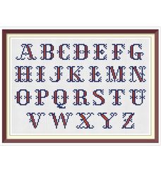 alphabet - cross stitch pattern -  antique sampler - pdf counted vintage pattern - reproduction of 19th century