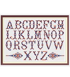 alphabet - cross stitch pattern -  antique sampler - pdf counted vintage pattern - reproduction of 19th century