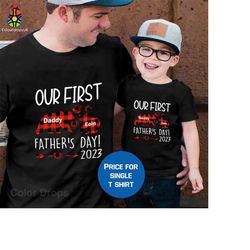 tshirt (1192) our first father's day 2023 personalized t-shirt bear family matching gift t-shirt tops gift for him/dad/d