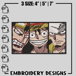 the big 3 embroidery design, one piece embroidery, logo design, anime design, anime shirt, digital download