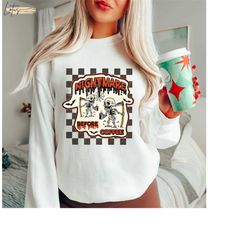 nightmare before coffee sweatshirt, halloween hoodie women, skeleton sweat, fall sweatshirts, coffee lover gift, hallowe