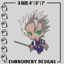 toshiro hitsugaya chibi embroidery design, bleach embroidery, logo design, anime design, anime shirt, digital download