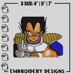 vegeta finger embroidery design, dragon ball embroidery, logo design, anime design, anime shirt, digital download