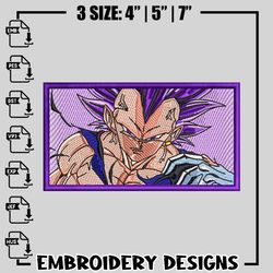 vegeta saiyan framed embroidery design, dragon ball embroidery, logo design, anime design, anime shirt, digital download