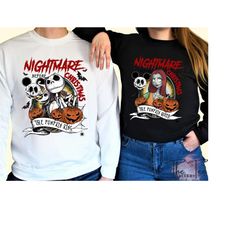 halloween nightmare sweatshirt, nigtmare before christmas, horror movie hoodie, jack skellington, sally halloween, hallo