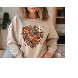 halloween love sweatshirt,  halloween doodles hoodie, cute love halloween, pumpkin sweatshirt, halloween witch, hallowee