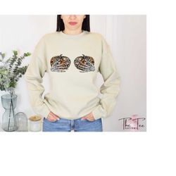 leopard pumpkin sweatshirt, cute halloween sweater, pumpkin sweater, spooky season, fall sweatshirt, women halloween, ha