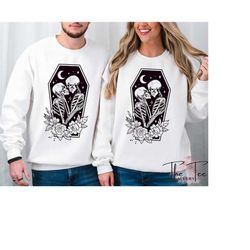 couple skeleton sweatshirt, skeleton lovers hoodie, funny couple sweatshirts, valentine sweater, couple matching, hallow