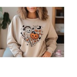 halloween heart sweatshirt, halloween doddle hoodie, pumpkin halloween, cute halloween sweater, halloween lover gifts ,