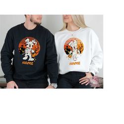 custom halloween sweatshirt, disneyland halloween hoodie, mickey and minnie halloween, retro disneyworld halloween, hall