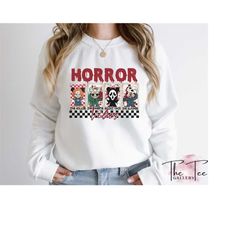 horror vibes sweatshirt, horror movie hoodie, disneyland halloween, horror movie characters, scary movie sweatshirt, hal