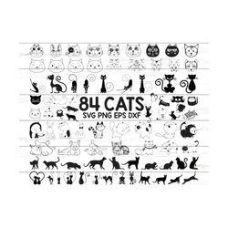 Cats SVG/ cat svg/ kitten svg/ cute cat svg/ cartoon cat svg/ cat head svg/ kitty Svg/pet svg/ silhouette/ cut file/ iro
