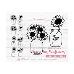 mason jars sunflowers bundle svg,floral,mason bottle,glass jars,monogram frame,vase,name,outline,jars clipart,dxf,png,in