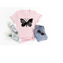 butterfly shirt, floral butterfly shirt, butterfly rose shirt, cute butterfly shirt, butterfly lover shirt, nature lover