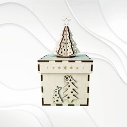 christmas tree box, laser cutting design. laser cut pattern. christmas gift, laser cut design. cutting file. laser files