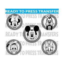 ready to press disney checkered minnie & mickey dtf transfers , disney dtf transfer , ready to press ,transfers for shir