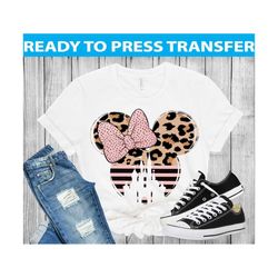 minnie leopard transfer ready to press, disney transfers - dtf - minnie mouse design dtf transfer , heat transfers - hea