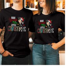 tshirt (5259) have yourself a merry little christmas cow lover t-shirt xmas season funny heifer santa hat gift costume h