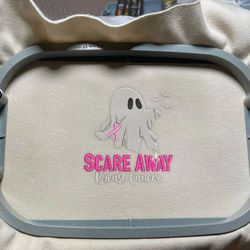 scare away breast cancer embroidery design, halloween cancer awareness embroidery machine design, pink spooky embroidery design, halloween breast cancer