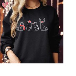 sweatshirt (5200) merry catmas santa snowman reindeer cat christmas sweatshirt cute cats catmas fluffmas santa hat funny